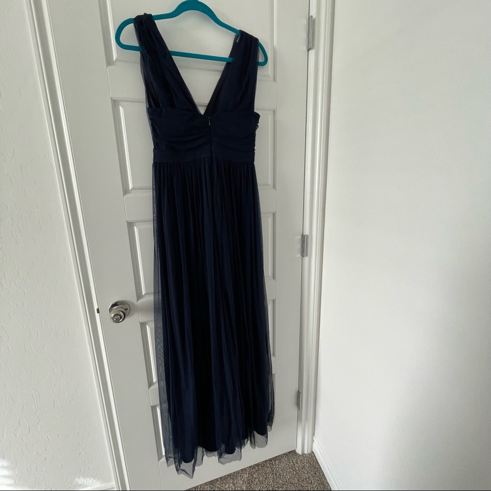Lulus Romantic Moment Navy Blue Mesh Maxi Dress - Picture 7 of 10